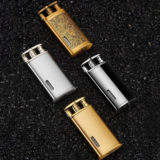 Windproof Lighter Red Flame Butane Gas Straight Creative Gift Men's Gadget Creative Portable Cigarette Lighter Private Custom