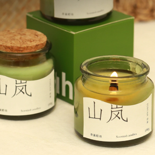 Gardenia/plum/Longjing tea Green cup fragrance candle Soybean wax fragrance candle cup indoor fragrance Creative gift candle