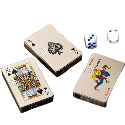 Creative playing cards Ace of spades lighter butane windproof straight metal lighter metal fun toy for men