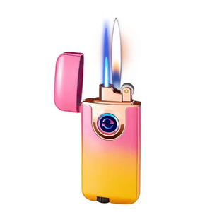 Creative Double Flame Butane Torches Lighter Refillable Jet Flame Gradual Color Direct Impact Open Flame Switched Lighters