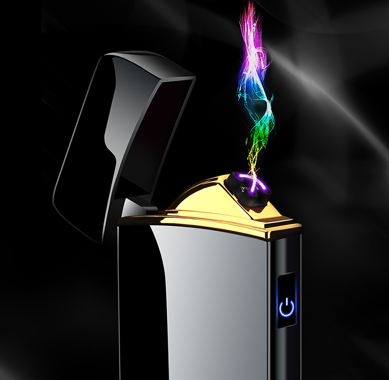 Custom Gas Torch Lighter Indicator USB Rechargeable Windproof Soft Flame Refillable Butane Lighter, Adjustable 3  Flame