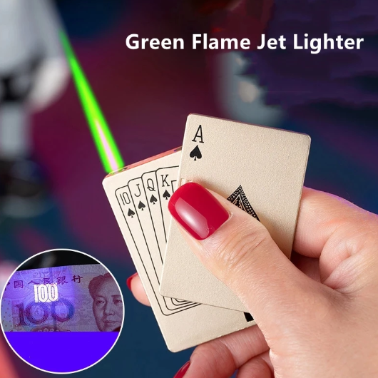 2023 The New Metal Poker Jet Lighter Torch Turbo Butane Gas Lighter Creative Windproof Outdoor Lighter Fun Toys for Men