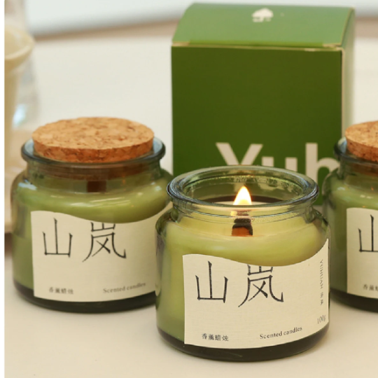 Gardenia/plum/Longjing tea Green cup fragrance candle Soybean wax fragrance candle cup indoor fragrance Creative gift candle