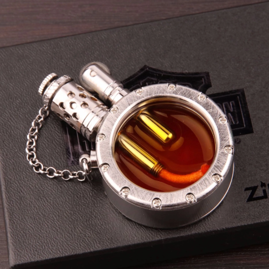 Handmade Pure Copper Gasoline Lighter Portable Round Kerosene Inflated Lighter with Transparent Oil Tank Collection Gift for Man