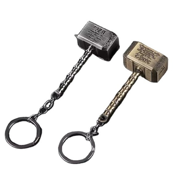 Mini Thor's Hammer pendant charging lighter Creative hand action keychain jewelry Hammer cigarette lighter