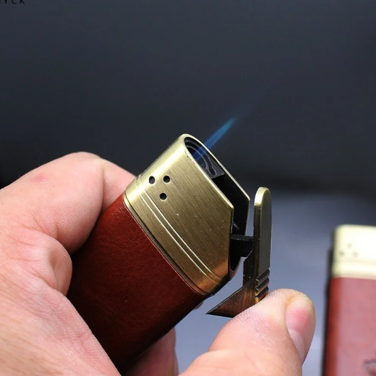 Inflatable Metal Windproof Cigarette Lighter Cigar Lighting Lighter Sleeve Gift for Man