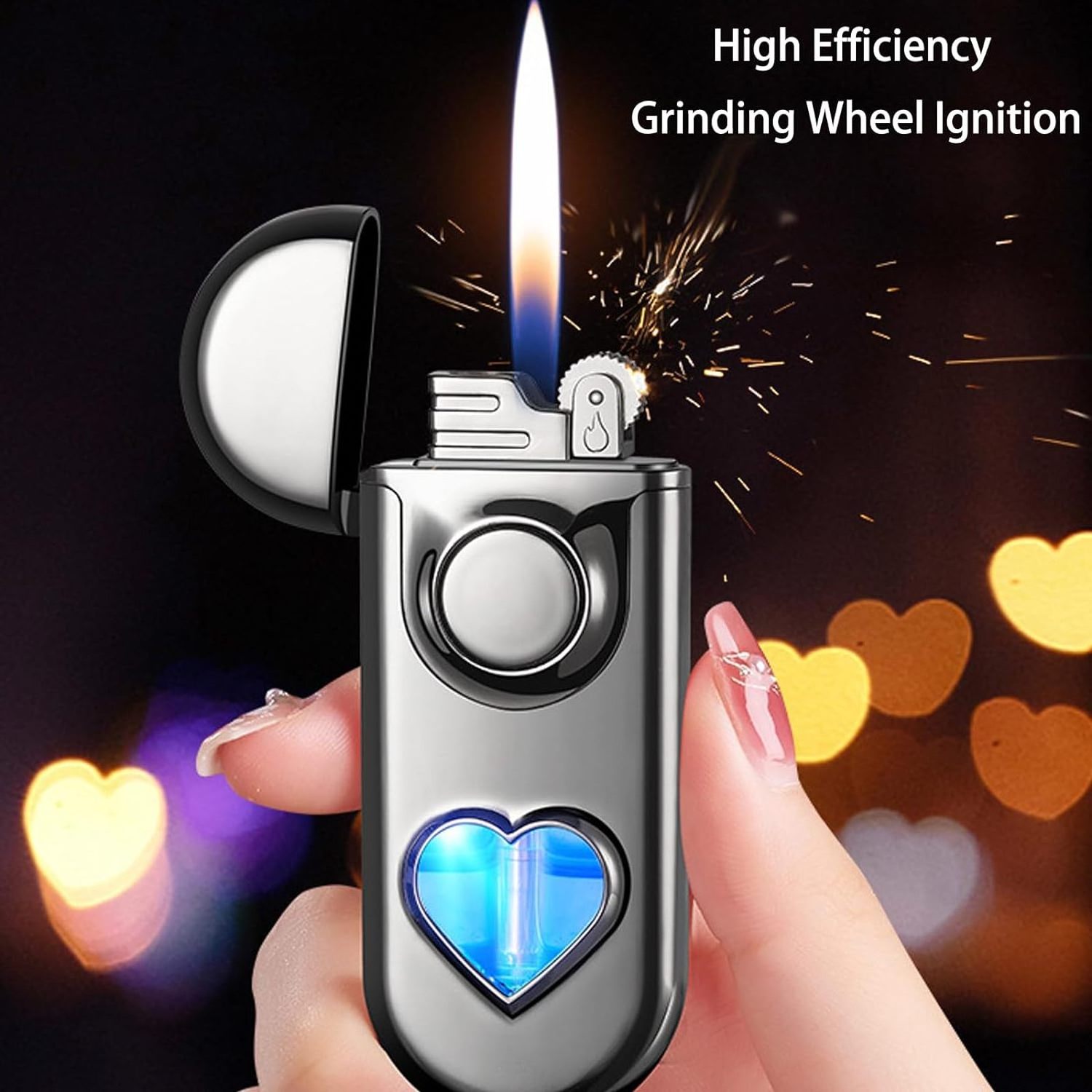 Torch Lighter Dual Flame Flint Stone, Windproof Lighter With Visible Gas Window, Soft Flame and Jet Flame Refillable Butane