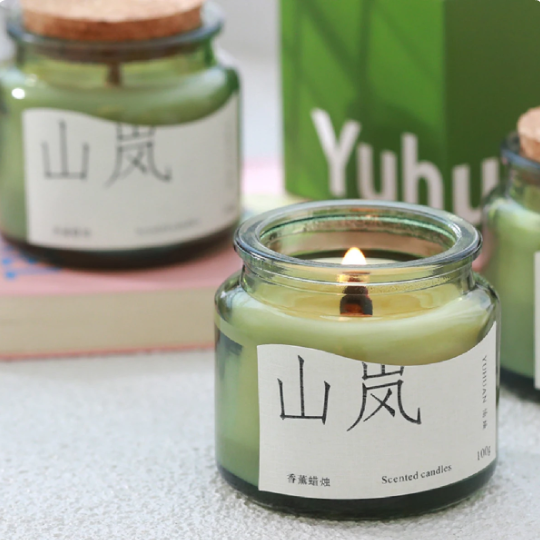 Gardenia/plum/Longjing tea Green cup fragrance candle Soybean wax fragrance candle cup indoor fragrance Creative gift candle