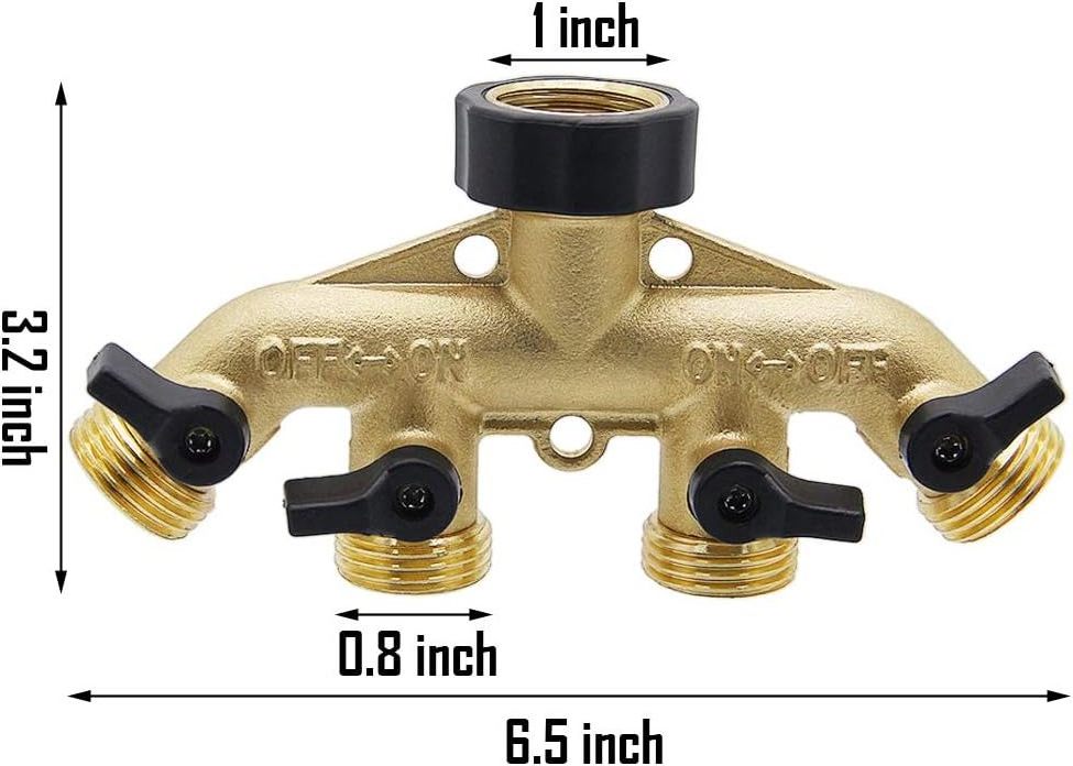 4 Way Brass Hose Splitter, 3/4