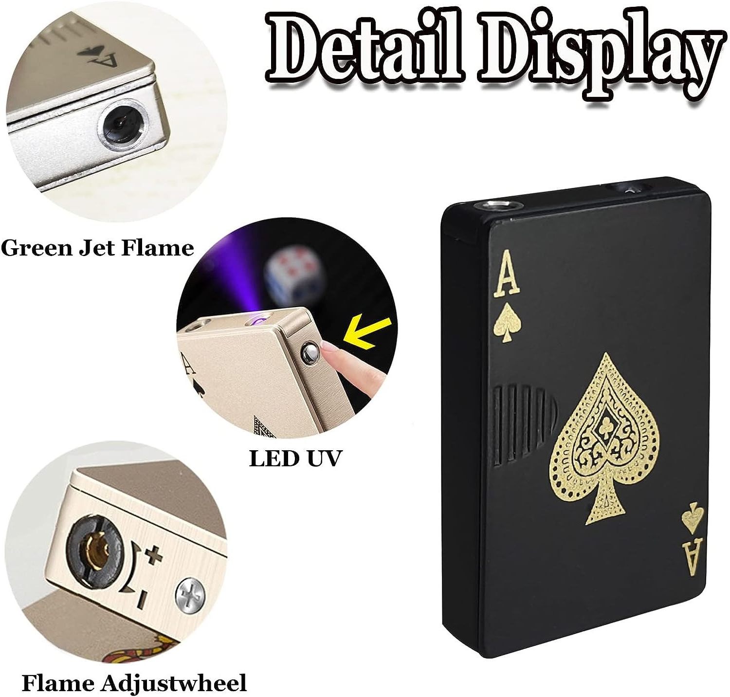 Custom Refillable Butane Playing Card Lighter, Exquisite Packaging, Windproof Lighters, Cool Lighter for Men