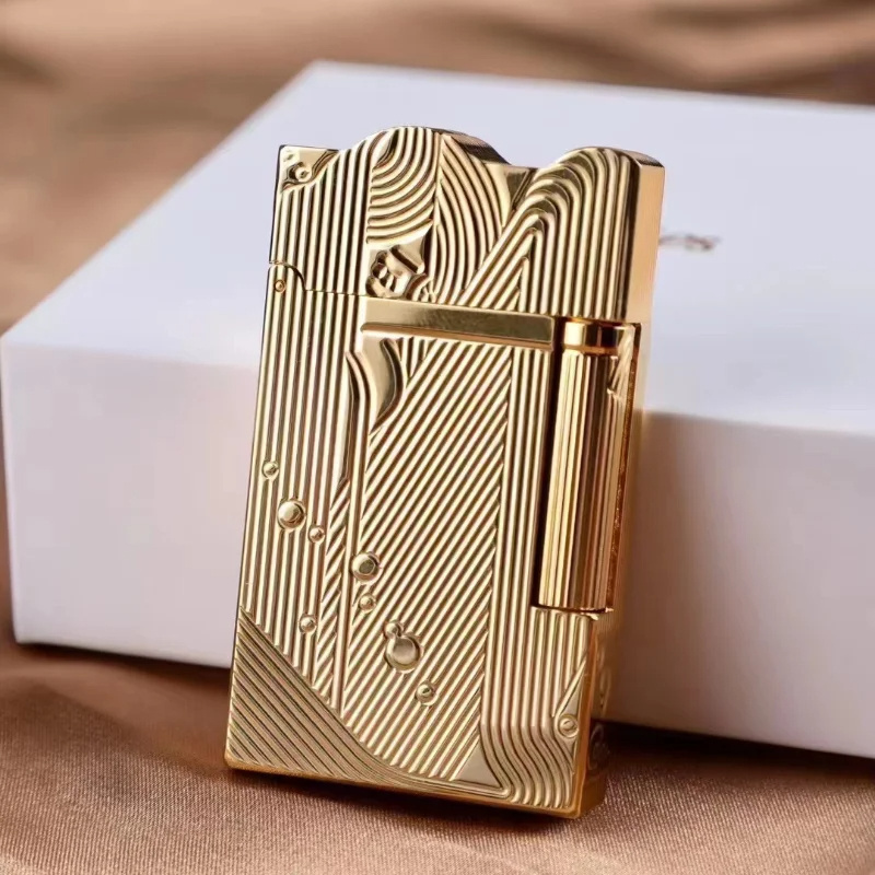 Gold Sleep Mermaid Pattern Vintage Lighter Cigarette Smoking Pure Copper Gas Lighters Classic Sound Metal Lighters Gift