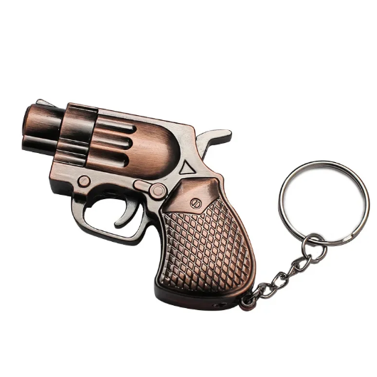 Creative Gun shaped Windproof Lighter Personalized Red Flame Keychain Metal Smoke Set Smoking Accessories Men's Gift Gadget