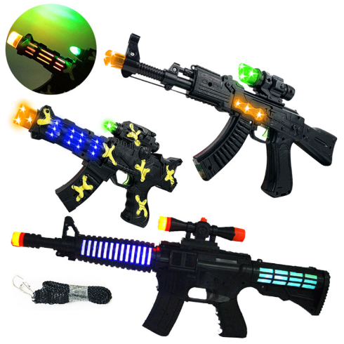 Explosive children's electric eight tone gun toy sound light light black boy gifts submachine gun hot sale