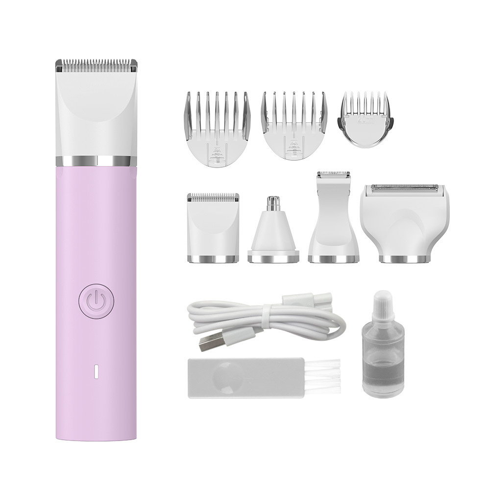 Highly Recommended Rechargeable Women Grooming Kit Wireless 4 in 1 Kit Nose Bikini Hair Trimmer Detachable Cutter Heads Usb 7017