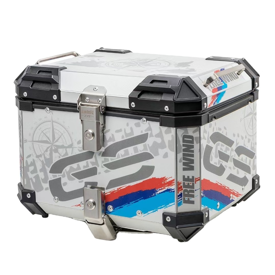 China popular Design Trunk Alloy Tail Delivery Side Aluminum Top Motorcycle Box Silver Unique ood Outer Color