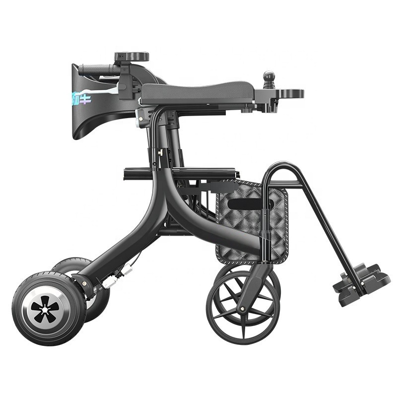 Folding Adjustable Electrical Lightweight Walker Rollator Power Rollator Wheelchair Multifunctional Mobility Walker Rollator