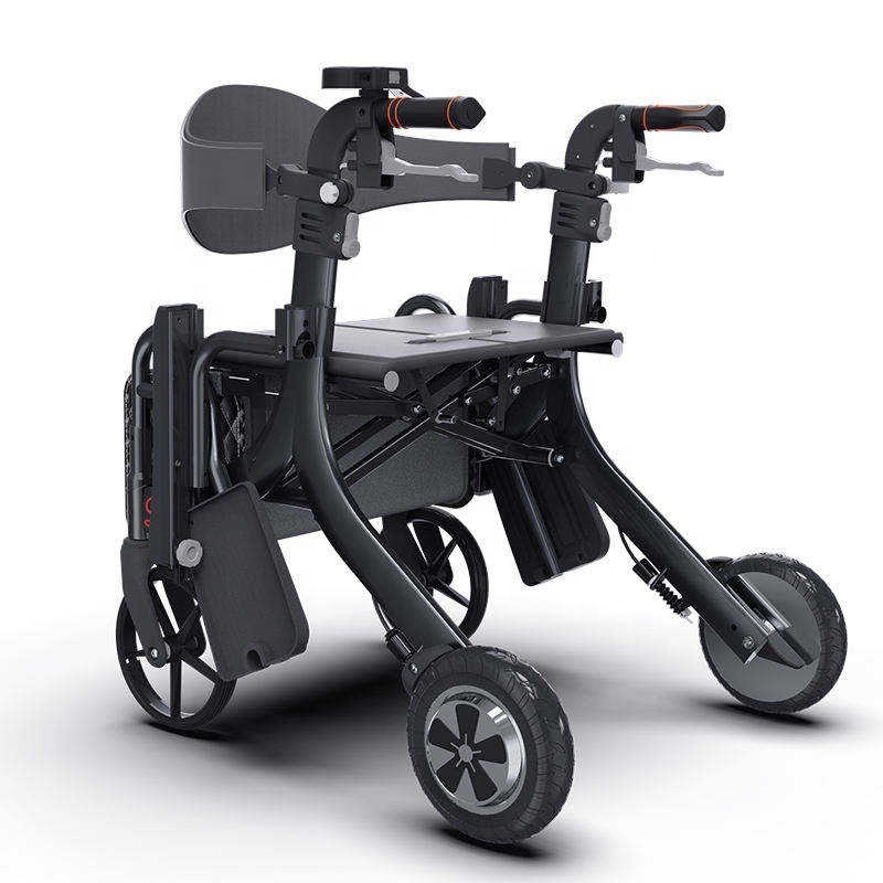 Folding Adjustable Electrical Lightweight Walker Rollator Power Rollator Wheelchair Multifunctional Mobility Walker Rollator