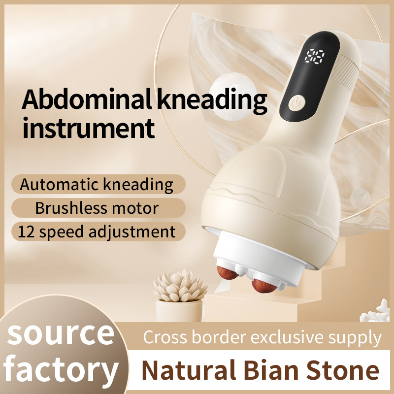 New Electric Moxibustion Therapy Natural Bian Stones LED Hot Compress Massager Belt Red Light Abdominal Kneading Instrument