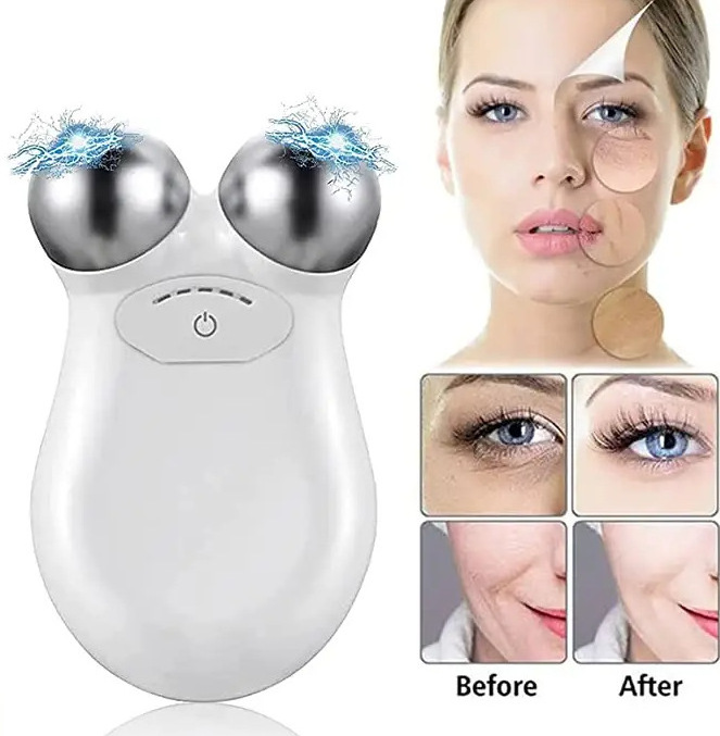 Home Use Anti Wrinkle V Face Mini EMS Facial Toning Device Skin Tightening Face Roller Neck Lifting Face Massager