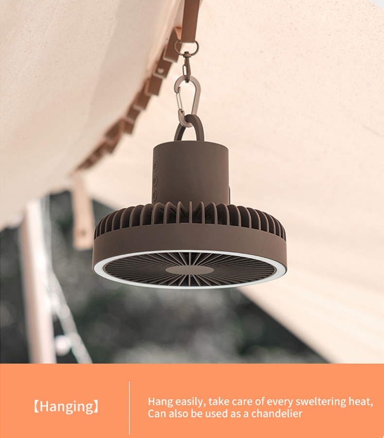 High Quality Desktop Rechargeable Fan Portable Outdoor Led Ceiling Camping Fans With Metal Tripod And Light