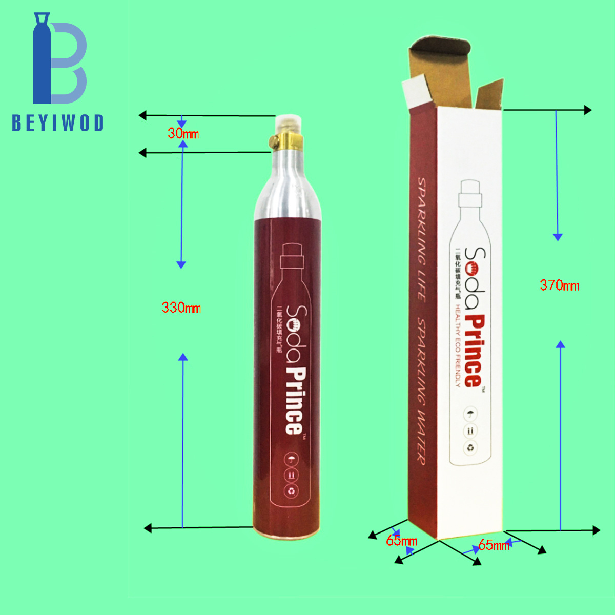 Portable Soda Beverage 425g 0.6L Aluminum Co2 Bottle Cylinder for Soda Machine Sparkling Water Carbonator home made seltzer