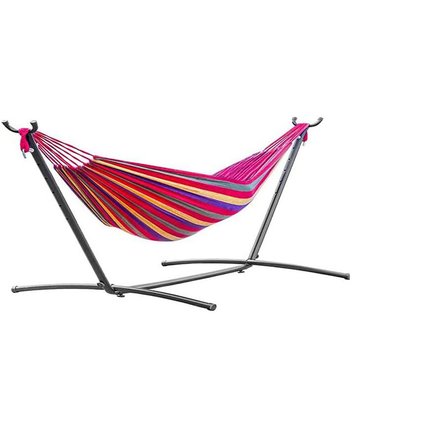 Outdoor Folding Garden Hanging Bed, Hammock Chair & Rope, Swing w/ Metal Frame Stand