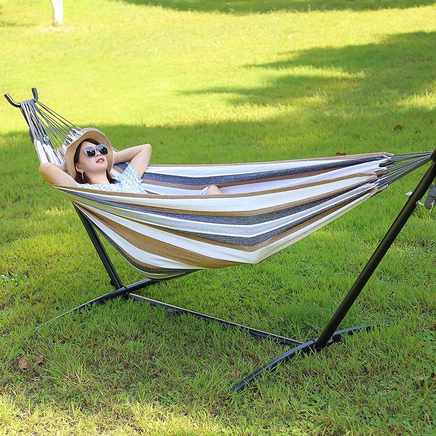 Hammock with Stand, Adjustable Heavy Duty Stand Hammock,Fits Hammocks 9ft Long for Indoor Outdoor Yard Patio Deck with Carry Bag