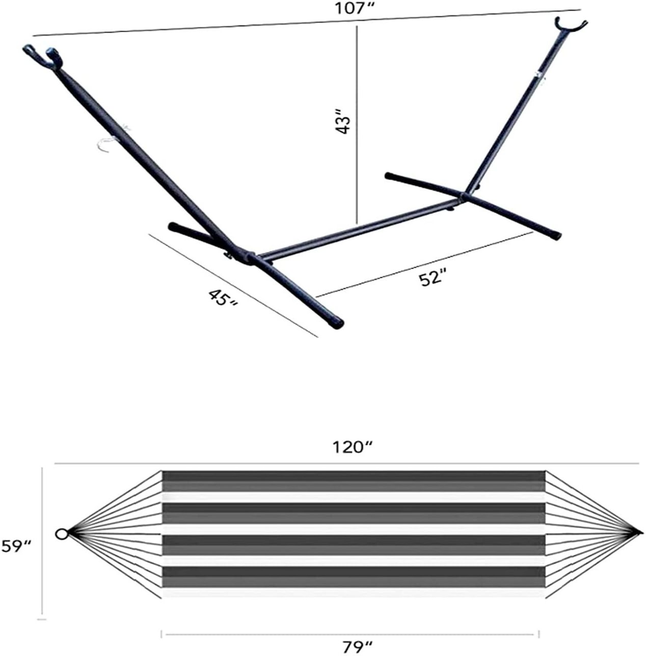 Hammock with Stand, Adjustable Heavy Duty Stand Hammock,Fits Hammocks 9ft Long for Indoor Outdoor Yard Patio Deck with Carry Bag