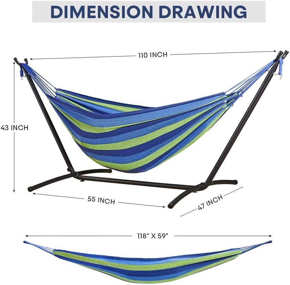 Double Hammock with Stand Heavy Duty Freestanding Hammock Patio Hammock Bed Portable with Carrying Bag