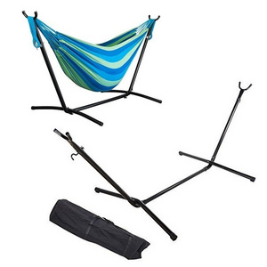 Double Hammock with Stand Heavy Duty Freestanding Hammock Patio Hammock Bed Portable with Carrying Bag