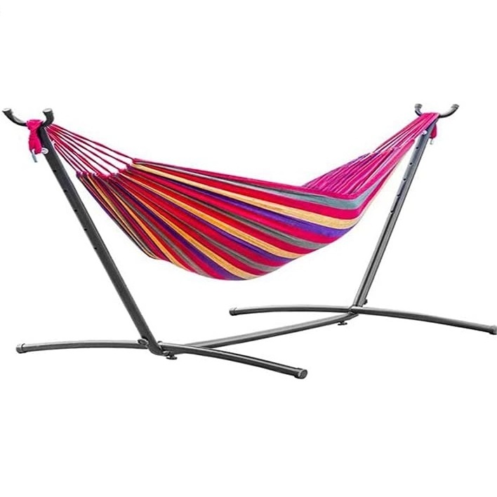 Outdoor Swing Chair Hanging Camping Cotton Double Bed Canvas Hammock with Stand