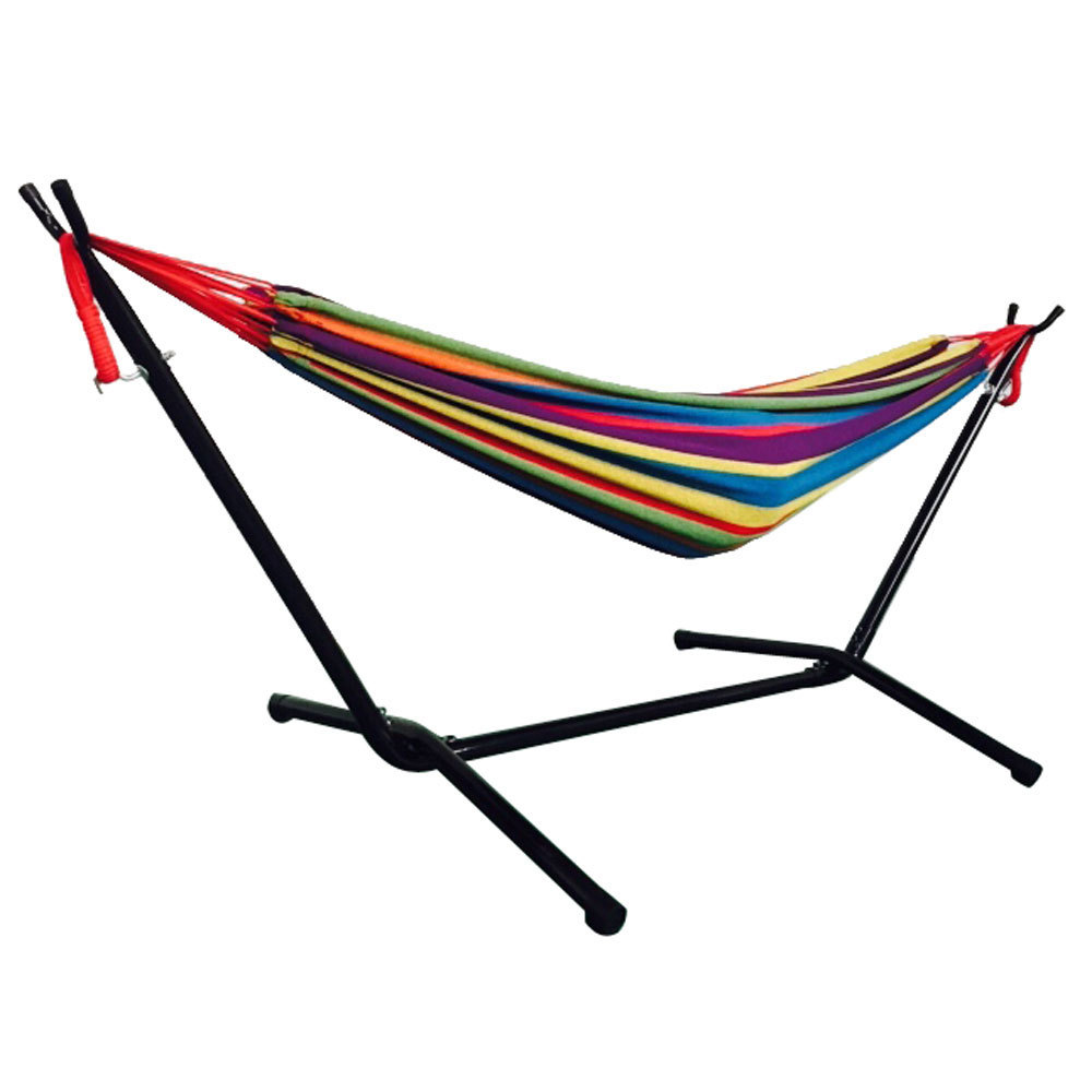 Outdoor Swing Chair Hanging Camping Cotton Double Bed Canvas Hammock with Stand