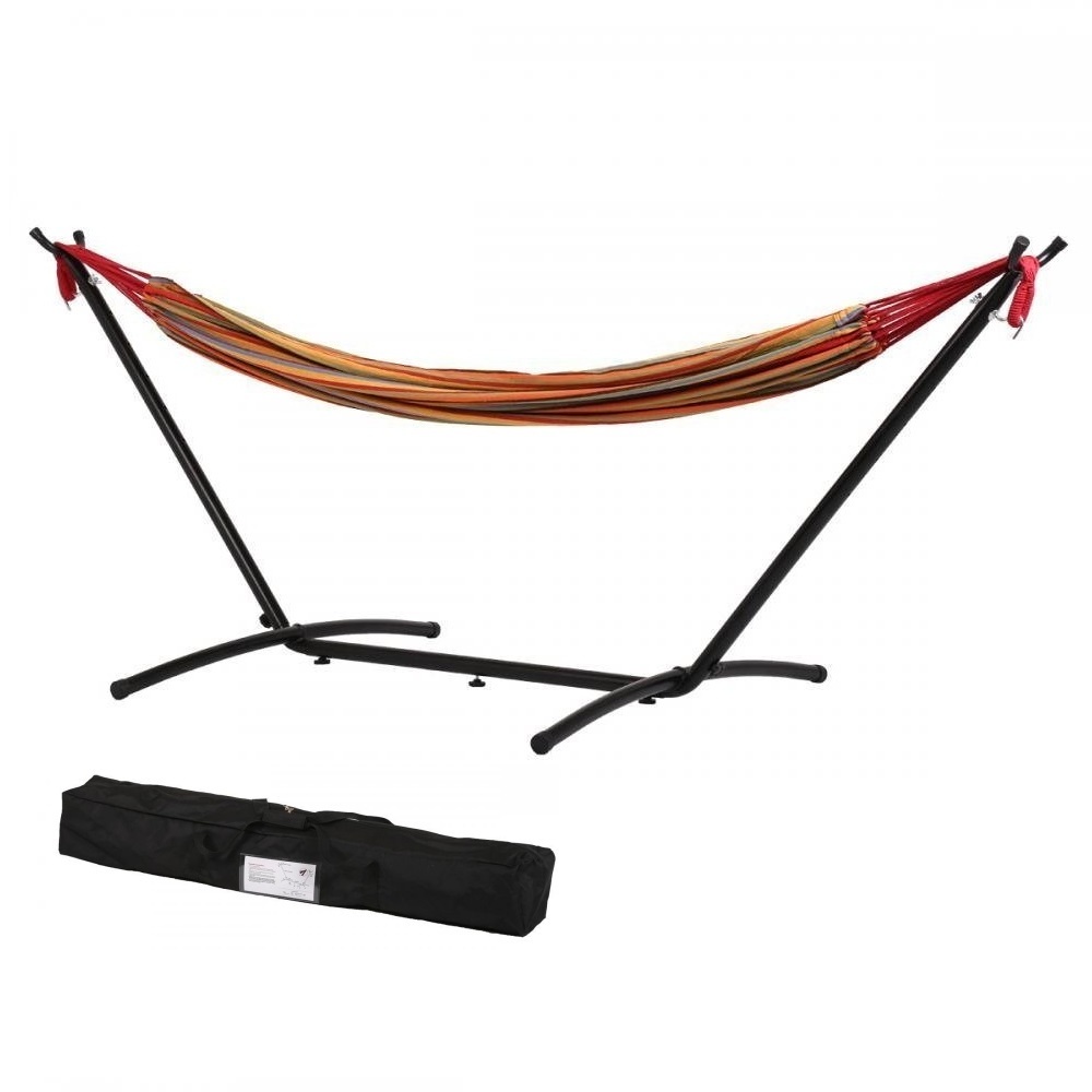 Portable Stand Hammock 2 Person Sleeping Space Saving with Carry Bag Fabric Hammock with Stand for Indoor Outdoor Use