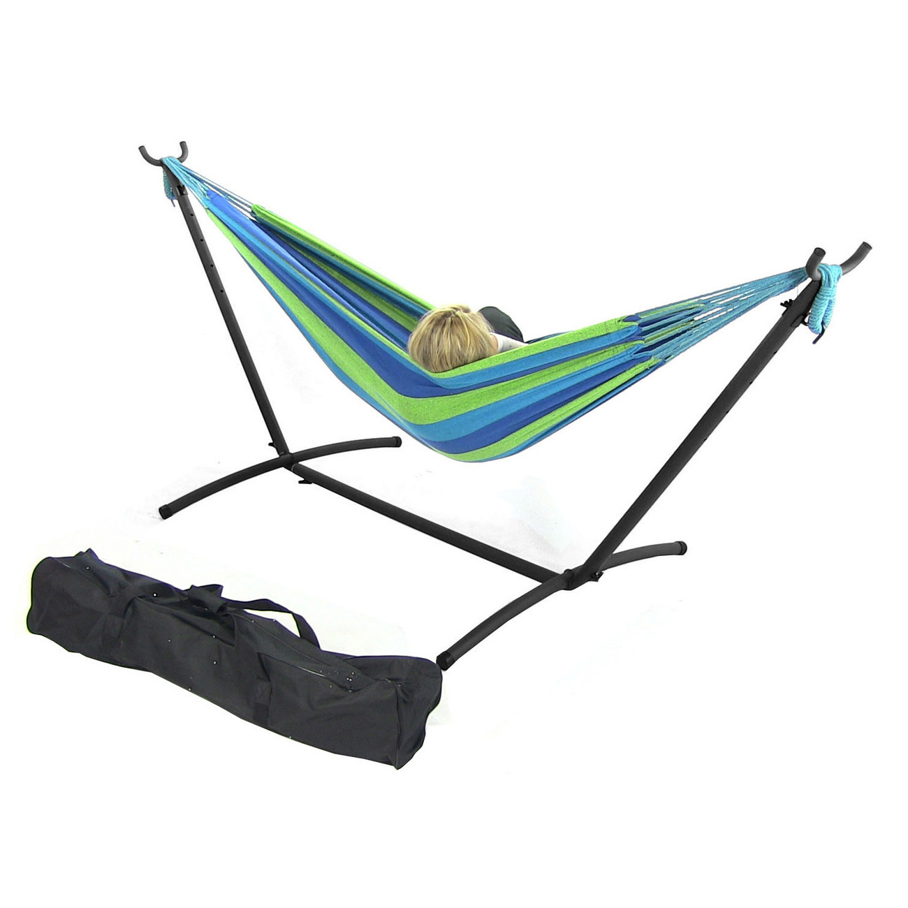 Hammock with Steel Stand, Outdoor Leisure Chair Double, Hammock Camping Adjustable Frame