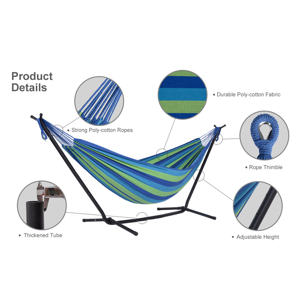 Hammock with Steel Stand, Outdoor Leisure Chair Double, Hammock Camping Adjustable Frame