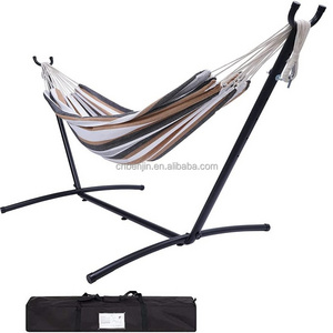 9Ft Double Hammock with Space Saving Steel Stand, Camping Hammock with 440-pound Large Capacity (Stand Included)