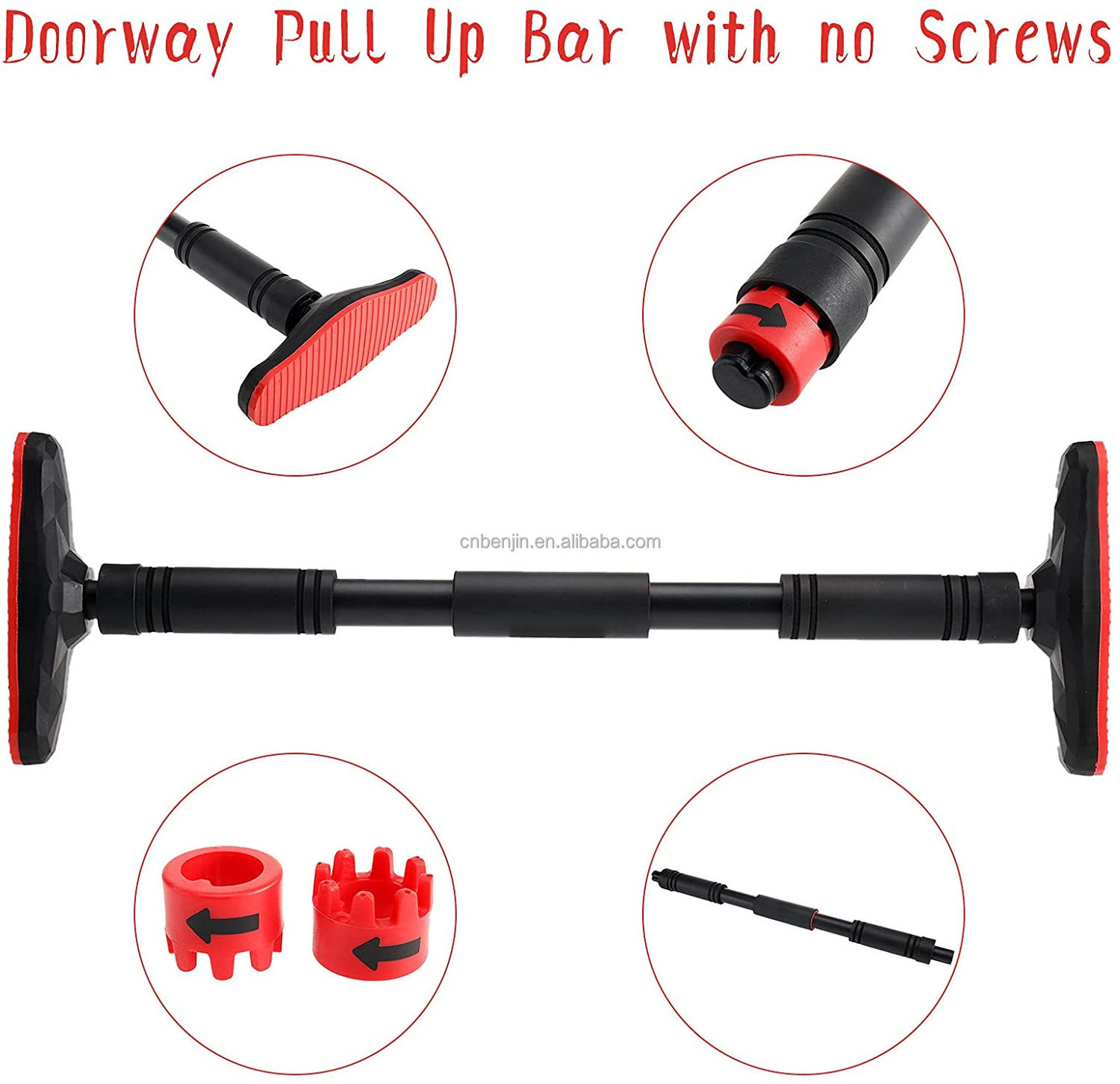 Doorway Pull Up Bar no Screws Doorway Chin Up Bar for Home Gym Adjustable Size to Doors Large Anti-Slip Mat