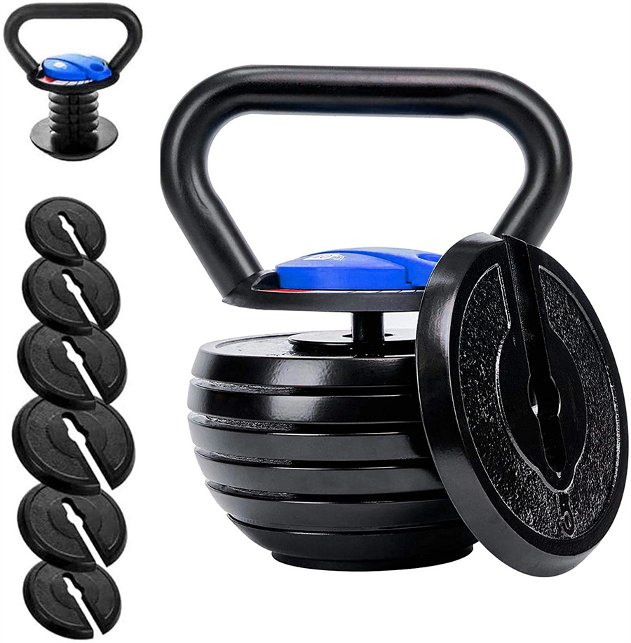 Adjustable Kettlebell 40 LBS, Weight Adjustable at 10 15 20 25 30 35 40 lb, Cast Iron Kettlebell Made For Women Men Exercise