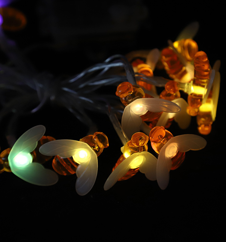 Solar String Lights 30 LED Honey Bee Shaped Fairy Light for Outdoor Garden Flower Fence Tree Face Decor, Warm White