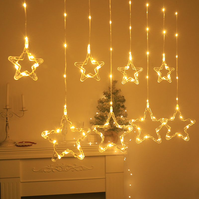 New Year Decor 2024 Changeable Christmas Ornament Star String Light Fairy Moon Led String Lights