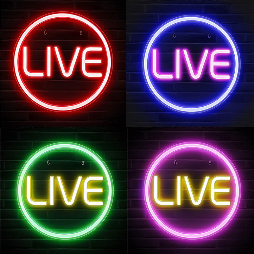 Live On Air Recording Acrylic Neon Light Usb Powered Led LIVE Sign For Wall Studio Game Room Tiktok Gamers Party Decoration