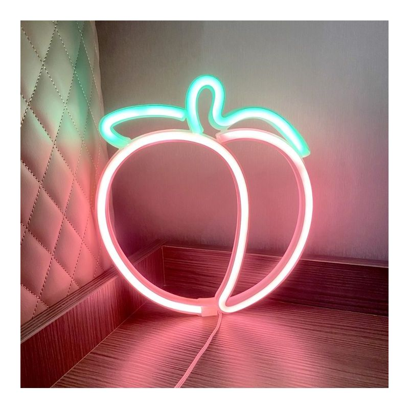 Cute Fruit Hanging Neon Light USB Powered Night Lamp Led Peach Signs For Wall Kids Room Hotel Party Bar Decoration