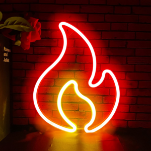 Fire Shaped Hanging Usb Battery Operated Neon Night Lights Led Flame Sign For Wall Kids Gaming Room Party Bar Decoration