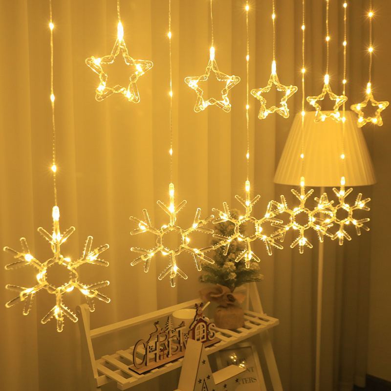 New Year Decor 2024 Changeable Christmas Ornament Star String Light Fairy Moon Led String Lights