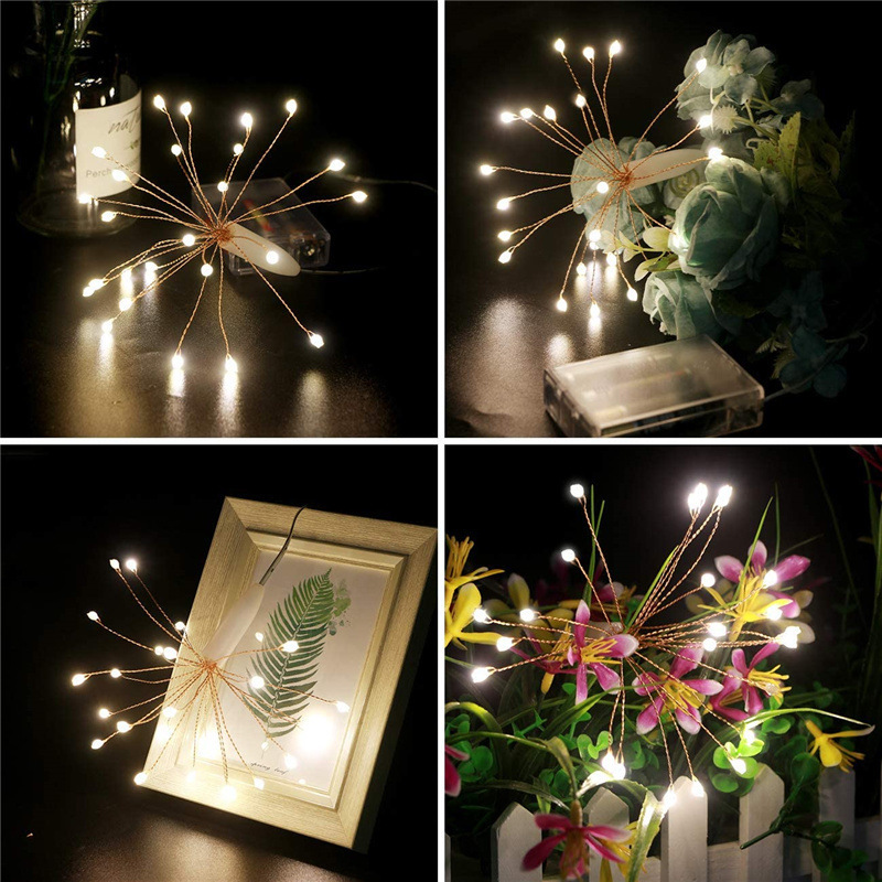 25 leds copper wire battery operated hanging dandelion holiday Christmas fireworks led fairy string lights for Garden Room