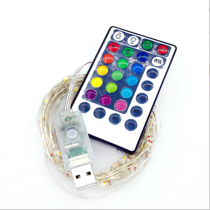 Outdoor 16 Color Changing Lights Battery Powered Usb Waterproof Christmas Copper Wire Remote Control Rgbw Led String Light