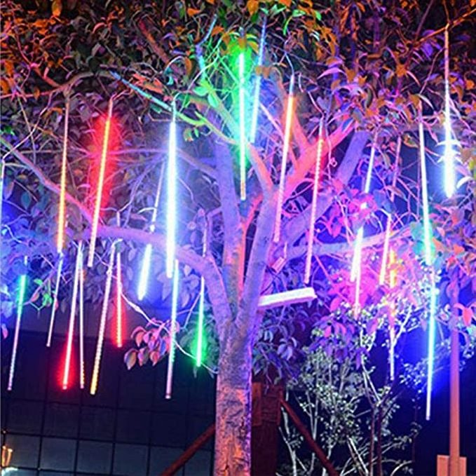 Most Popular In 2024 Curtain Fairy Battery Christmas Lights Outdoor Waterproof Meteor Shower Lights Wedding Party Home Garden