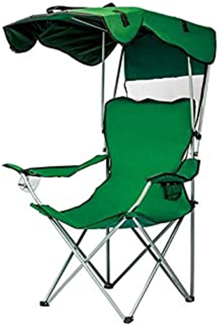 Camping Chairs with Canopy, Portable Quad Lawn Chair for Adults, Folding Recliner Chair with Cup Holder Outdoor Events and Shade