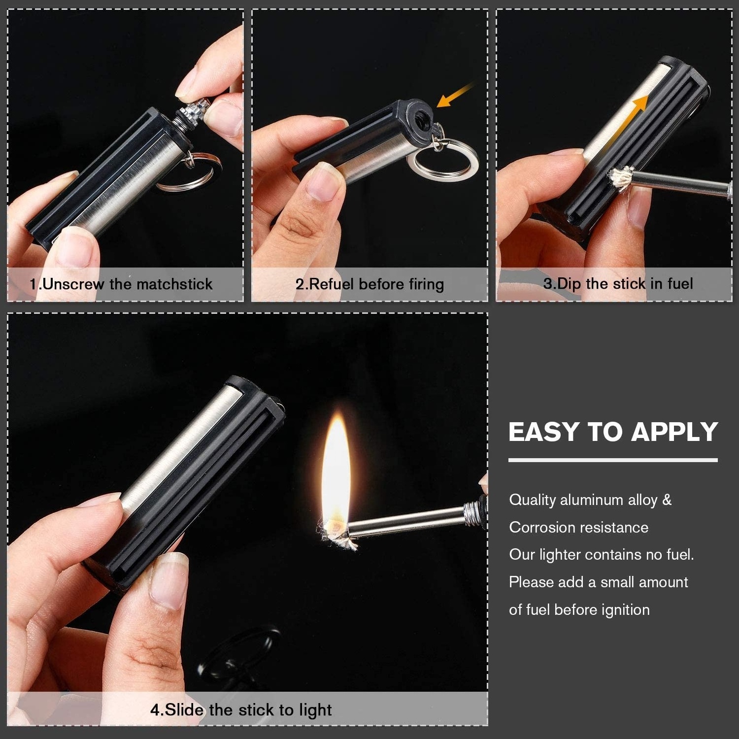 Permanent Metal Match stick Flint Fire Starter Lighter Keychain Waterproof Match