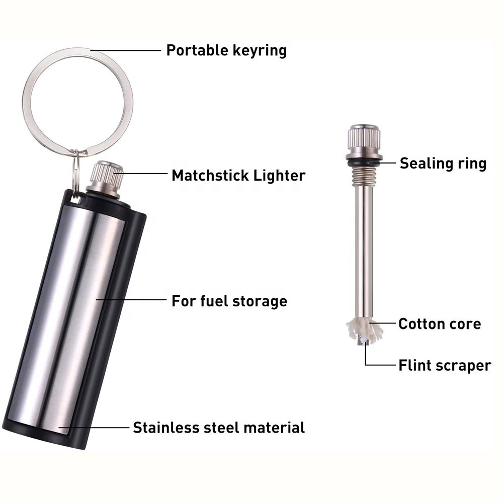 Permanent Metal Match stick Flint Fire Starter Lighter Keychain Waterproof Match